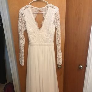 Lulus white long sleeve lace maxi dress